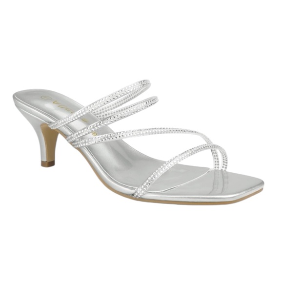 Allegra K Shoes - ✨Allegra K Women’s Silver Rhinestone Strappy Kitten Heels Size 8.5✨